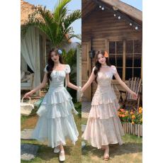 批发实拍大码梦境花园夏季新款法式温柔碎花不规则裙摆收腰显瘦<b class='q'>连衣裙</b>