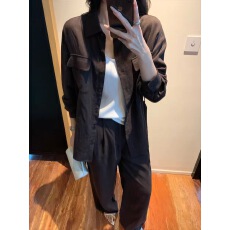 批发精简流畅 莱赛尔亚麻长袖衬衫女宽松阔腿休闲裤套装