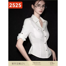 批发法式白色polo领收腰<b class='q'>中袖</b>衬衫女秋季高级感气质老钱风短款修身衬衣