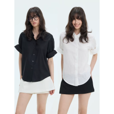 批发法式白色<b class='q'>亚麻</b>老钱风衬衫女夏高级感休闲棉麻短袖衬衣气质百搭上衣