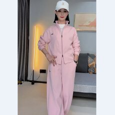 批发春款字母刺绣立领设计感<b class='q'>时尚</b>百搭长袖长裤显瘦休闲女两件套套装