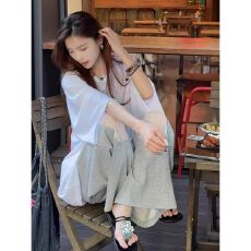 批发休闲时尚2026春秋新款拼接慵懒连帽阔腿裤两件套