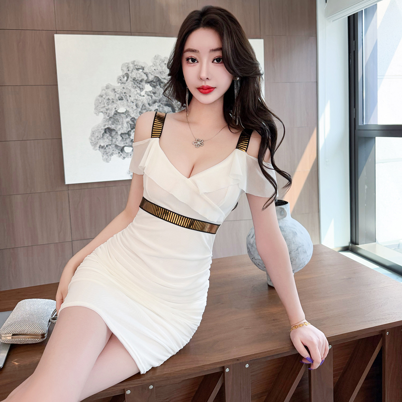 FA36781# 夜场性感连衣裙收腰显瘦包臀裙柔式工作服养生女装工衣 服裝批發女裝批發服飾貨源