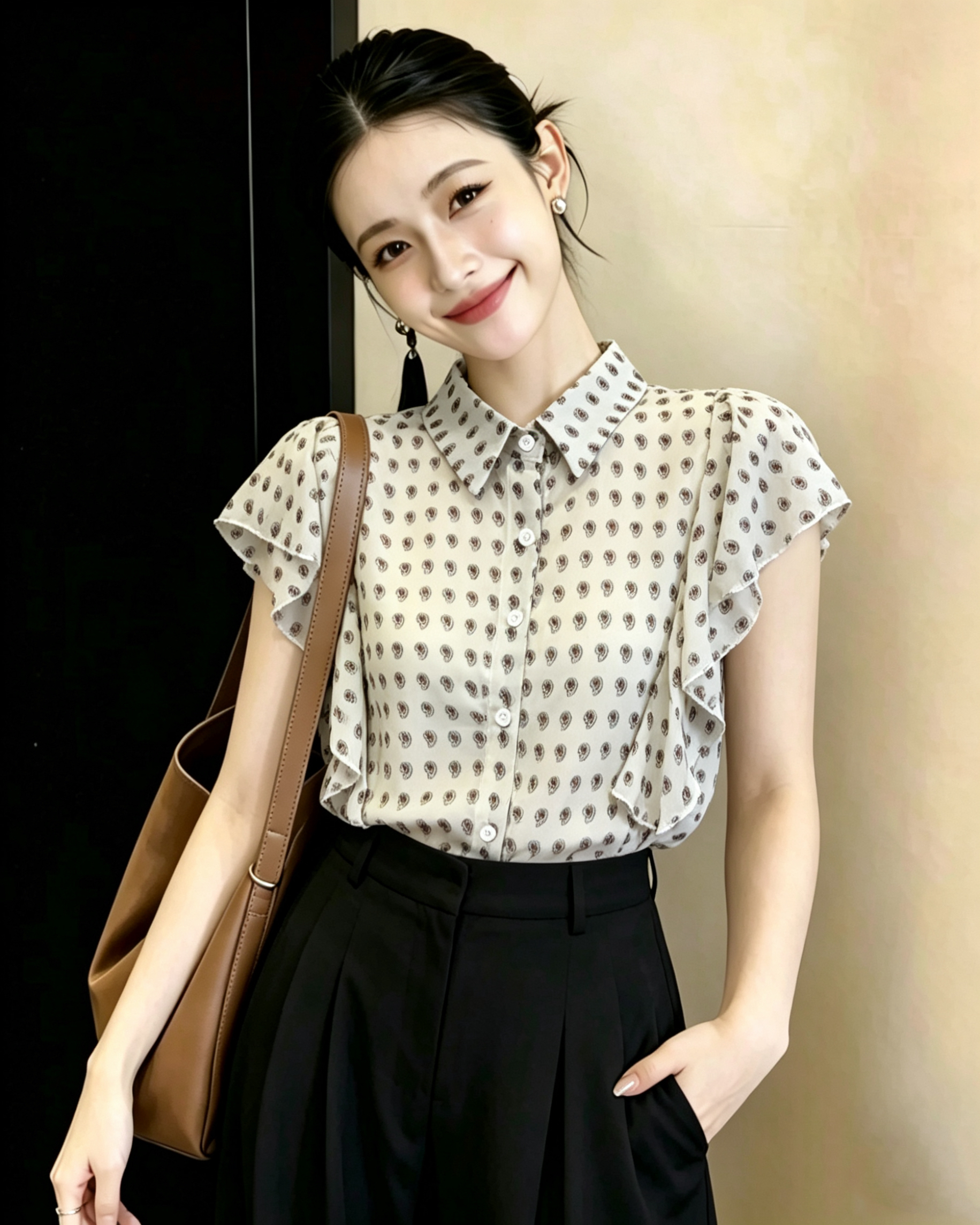 2026 여름 드레스 새로운 반팔 바람 요금 도트 무늬 프랑스식 도트 무늬 프릴 작은 날다 소매 출퇴근 바람 셔츠