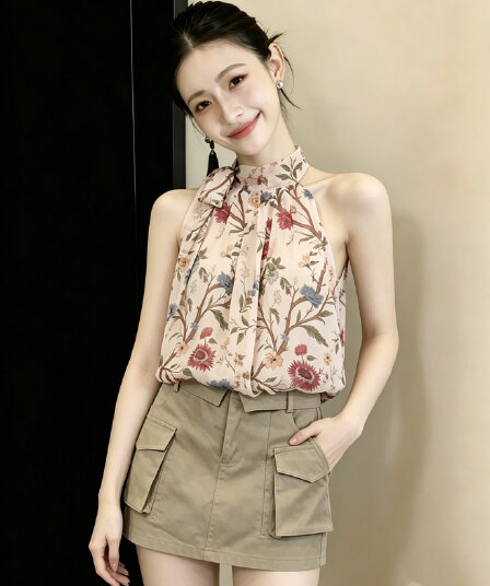 열세 개 2026 여름 분위기 센스 품격 레이스업 꽃무늬 조끼 작은 셔츠 다용도 프랑스식 레트로 민소매 셔츠