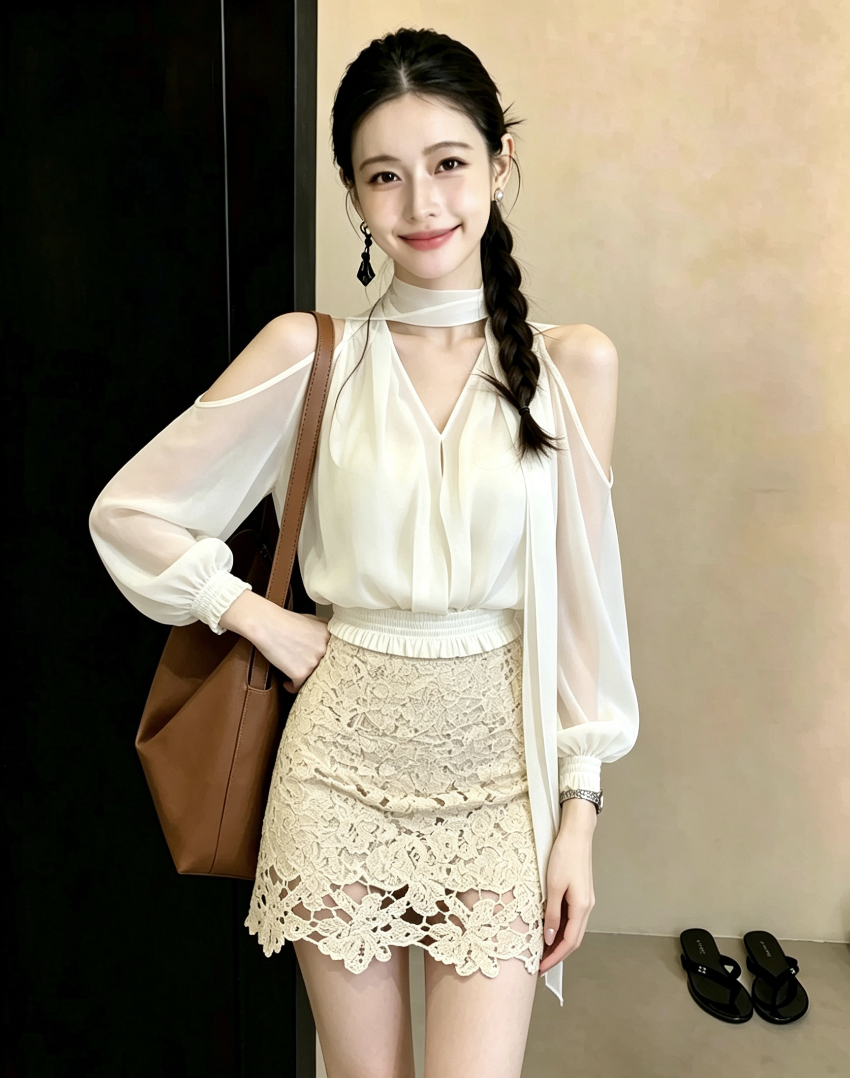 BY36857# 韩系独特绝美女轻熟风纯欲性感雪纺上衣蕾  服裝批發女裝批發服飾貨源