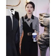 批发气质连<b class='q'>衣裤</b>女高级感时尚千鸟格子拼接阔腿<b class='q'>连体</b><b class='q'>裤</b>