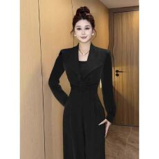 批发春秋时尚新款<b class='q'>连体</b>裤女高级气质名媛黑色长袖上衣高腰<b class='q'>连体</b><b class='q'>裤</b>
