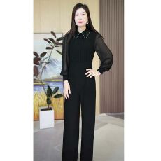 批发新款高腰春秋款<b class='q'>连体</b>衣长裤时尚修身直筒裤名媛显瘦直筒裤