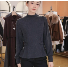 批发”掐腰打底“加绒<b class='q'>打底衫</b>女2025秋冬新款半高领高弹长袖内搭