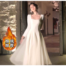 批发白色吊带连衣裙女网纱蓬蓬仙女高级感领证长裙