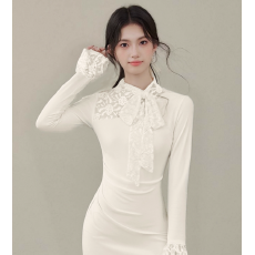 批发2025秋冬季新款气质优雅法式设计感收腰显瘦气质连衣裙女