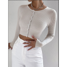 批发<b class='q'>欧美</b>纽扣长袖T恤打底衫毛织女装2025秋冬