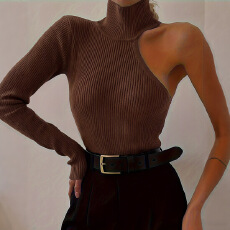 批发INS<b class='q'>欧美风</b>2026冬季新款<b class='q'>女装</b>时尚单肩长袖圆领修身纯色连体衣女