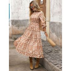 批发夏季新款高级感无袖露腰裙子外贸镂空拼接印花<b class='q'>连衣裙</b>