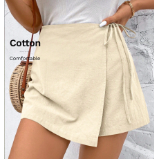 批发5跨境亚马逊TEMU春夏<b class='q'>欧美</b>新款纯色绑带松紧腰a字裙<b class='q'>裤</b>女夏新款