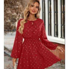 批发欧美跨境女装独立站亚马逊速卖通新款纯色烫钻连衣裙宽松型