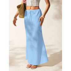 批发高腰A字<b class='q'>半身裙</b>松紧腰褶边显瘦中<b class='q'>长裙</b>