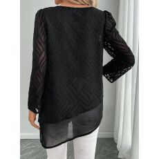 批发<b class='q'>新款</b>喇叭袖薄款雪纺衫女2026年春季<b class='q'>欧洲站</b>宽松大码套头外穿上衣潮