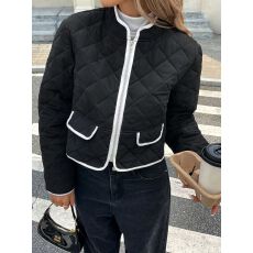 批发撞色小香风菱格棉服女2026秋冬季新款箱型上衣女百搭长袖短款外套