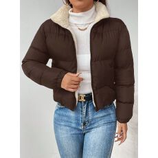 批发新款亚马逊跨境女士休闲纯色棉服外套