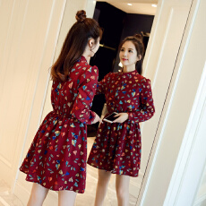 批发秋季<b class='q'>连衣裙</b>女长袖2025新款小清新收腰显瘦淑女气质仙女范打底短裙