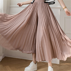 批发<b class='q'>雪纺</b>百褶阔腿裤女高腰垂感2025夏季新款宽松大码九分裤飘逸<b class='q'>裙裤</b>子