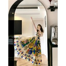 批发海边旅游慵懒度假风连衣裙女超仙高级性感露背印花沙滩<b class='q'>长裙</b>小个子