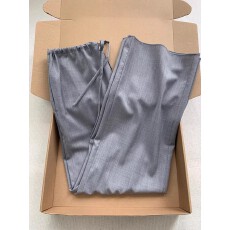 批发CHAO级推荐！灰色薄款精纺羊毛松紧腰抽绳垂感显瘦小阔腿直筒裤