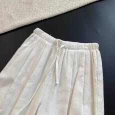 批发今年流行梧桐裤白色棉麻阔腿裤女夏季垂坠感老钱风裤子亚麻休闲裤