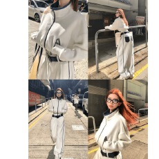 批发<b class='q'>运动</b>美学加厚摇粒绒 秋冬立领夹克外套弯刀直筒裤套装