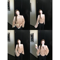 批发'微醺甜酒'轻盈感雪纺皱衬衫微透自带230G加厚<b class='q'>莫代尔</b>抹胸收腰罩衫