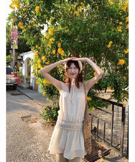 작은 6 월 6 월 브리트니 새로운 이슬 생각하기 같은 단락 안개 속에서 소녀 3 차원 주름 레이스 슬립 드레스