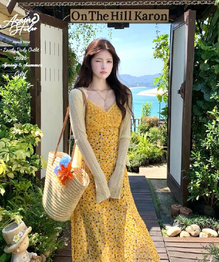 acaine331 이전 네 시간 나인 할인 블루 베리 꽃 와일드 순수한 욕망 레이스 휴가 꽃무늬 롱 스커트
