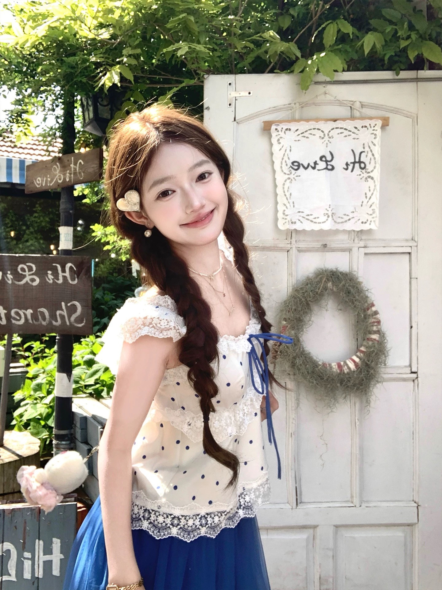acaine5 6 20 00 95 할인 여름 꽃 이야기 한 부서 소녀 도트 무늬 슬립 망사 반 스커트