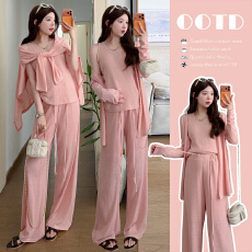 春夏新款孕妇装三件套辣妈款2026网红款孕期穿搭大码套装阔腿裤