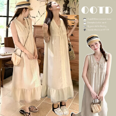 批发2026夏季新款孕妇装大码无袖辣妈<b class='q'>宽松</b>显瘦拼接孕期穿搭<b class='q'>连衣裙</b>