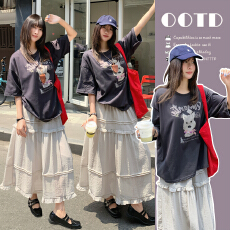 批发孕妇装穿搭短袖T恤上衣套装2026夏新款宽松<b class='q'>大码</b>半身裙孕妇装辣妈