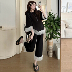 批发孕妇<b class='q'>装</b>两件套辣妈潮夏季新款蕾丝<b class='q'>上衣</b>短袖大码显瘦七分<b class='q'>裤</b>孕期穿搭