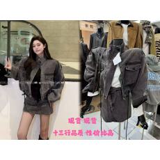 批发海岛小调韩版新款复古水洗加绒<b class='q'>牛仔</b>外套+高腰不规则<b class='q'>牛仔</b>短裙