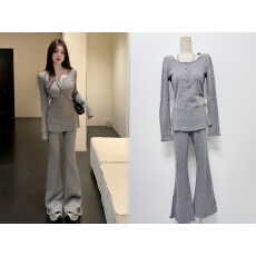 批发HuiHui慵懒风休闲时尚套装辣妹紧身加厚加磨毛韩版套装