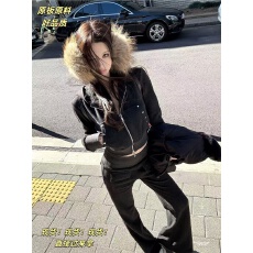 批发titi小姐姐【银狐绒 私服曲线套装】连帽卫衣卫<b class='q'>裤</b>秋冬运动两件套