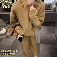 批发秋冬<b class='q'>气质</b>显瘦慵懒风立领烫钻外套+时尚阔腿长<b class='q'>裤</b>套<b class='q'>装</b>