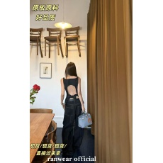 Ranwear獨家主推!'都市法则'复古露背背心显瘦直腿阔腿裤牛仔套装