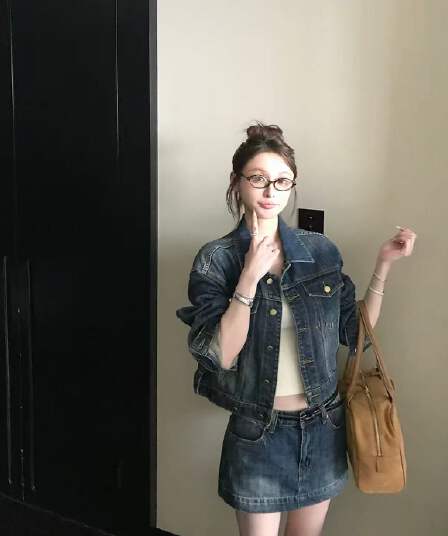 jeans suit 느슨함 타닌 절대적으로 훌륭함 비율 워싱 면 부드러운 반면 이 뼈 느슨함 자기 접촉 데님 세트