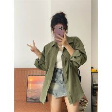 批发格子衬衫上衣女设计感高级2025早<b class='q'>春</b>新款韩系复古防晒衬衣外套上衣