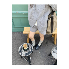 批发小仙倪子宽松休闲灰色针织套装女秋季款麻花纹开衫外套短裤两件套