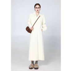 批发大码女装慵懒休闲v<b class='q'>翻领</b>毛衣裙秋季微胖mm宽松直筒针织<b class='q'>连衣裙</b>