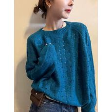 批发镂空网洞细羊毛针织衫女欧洲站2025<b class='q'>秋装</b>新款欧货女装毛衣打底衫潮