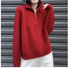 批发韩系穿搭蓝色套头毛衣女2025秋季新款减龄气质<b class='q'>圆领</b>宽松<b class='q'>针织</b>衫上衣